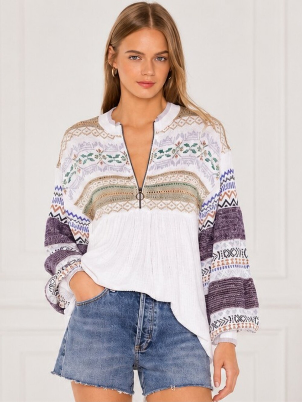 Free People Cabin Fever Swit Sweater Thermal Top